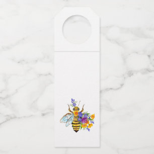 Flower bee with wild plants bottle tag