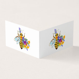 Flower bee with wild plants business card