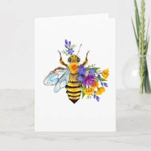 Flower bee with wild plants card