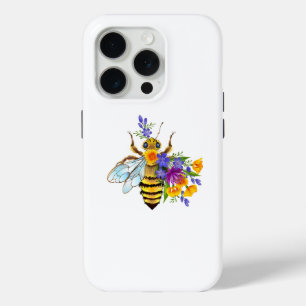 Flower bee with wild plants iPhone 15 pro case