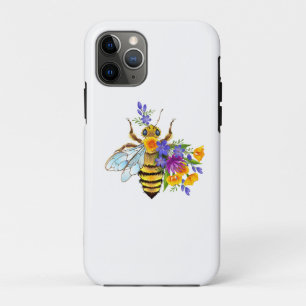 Flower bee with wild plants iPhone 11 pro case