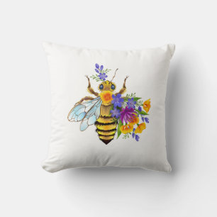 Flower bee with wild plants cushion