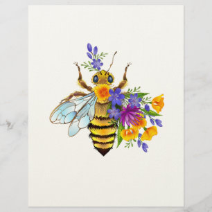 Flower bee with wild plants custom letterhead