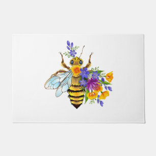 Flower bee with wild plants doormat