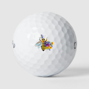 Flower bee with wild plants golf balls