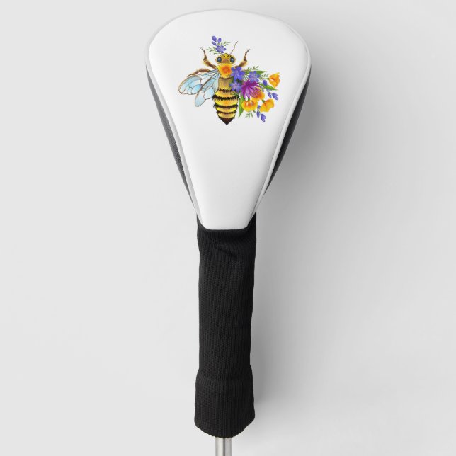 Flower bee with wild plants golf head cover (Front)
