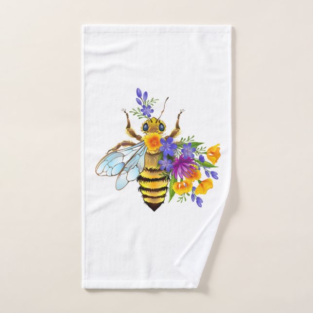 Flower bee with wild plants hand towel (Hand Towel)