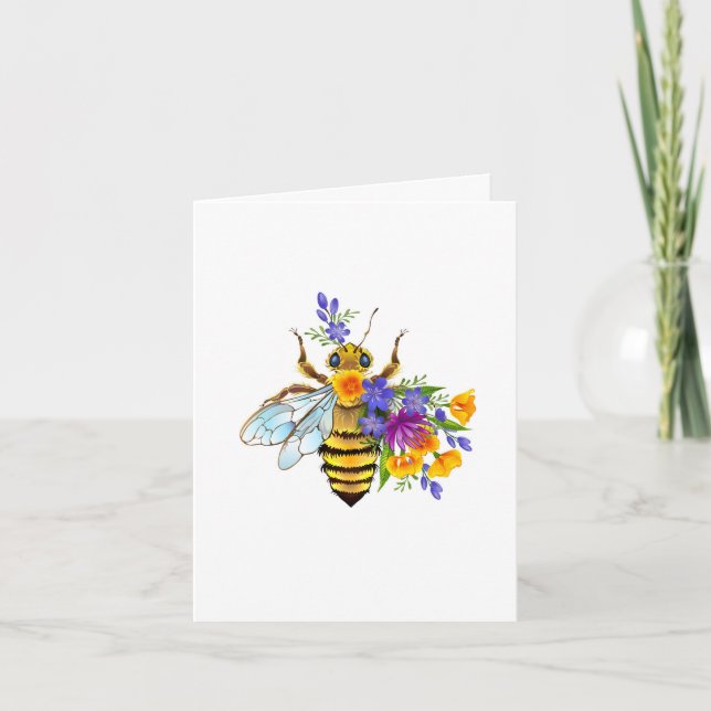 Flower bee with wild plants holiday card (Front)