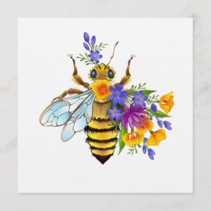 Flower bee with wild plants invitation
