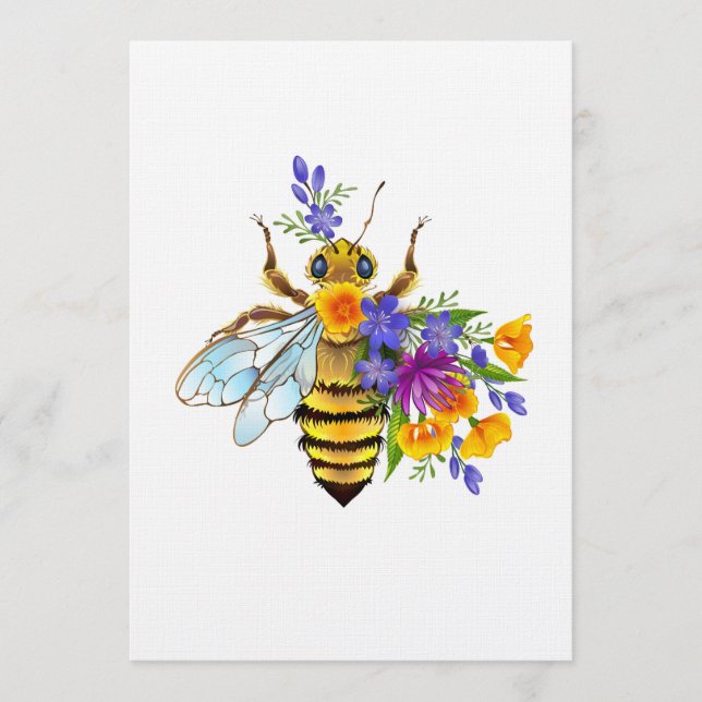 Flower bee with wild plants invitation (Front)