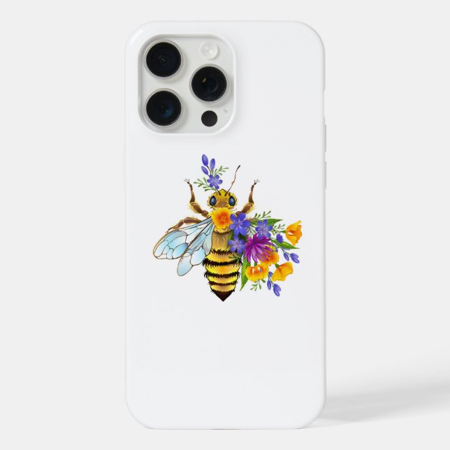 Flower bee with wild plants iPhone case (Back)