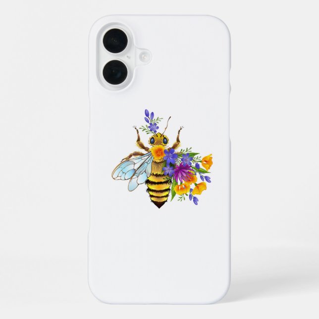 Flower bee with wild plants iPhone case (Back)