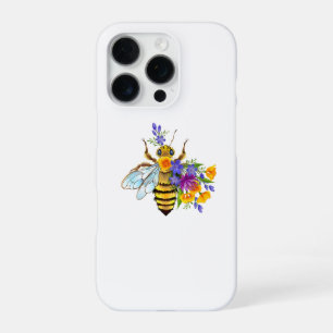 Flower bee with wild plants iPhone 16 pro case