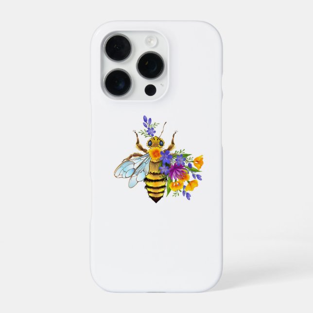 Flower bee with wild plants iPhone case (Back)
