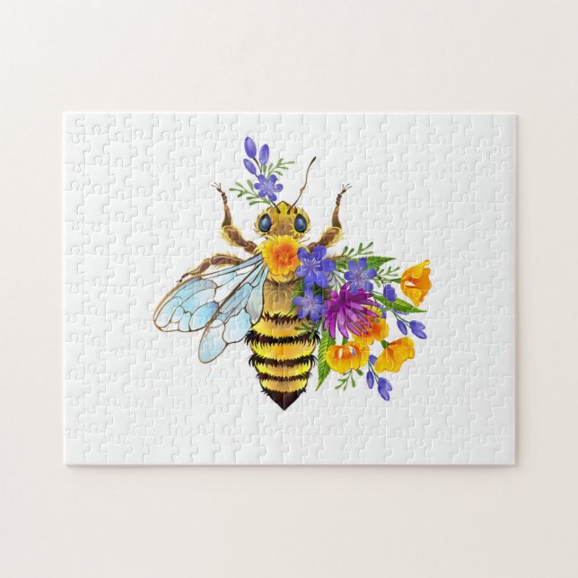 Flower bee with wild plants jigsaw puzzle (Horizontal)
