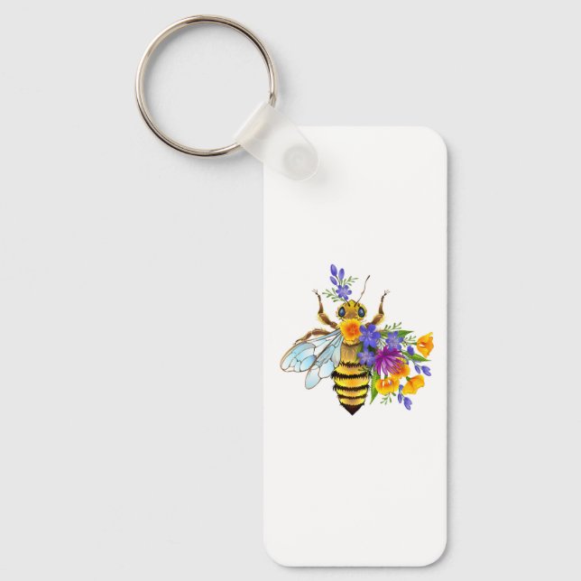 Flower bee with wild plants key ring (Front)