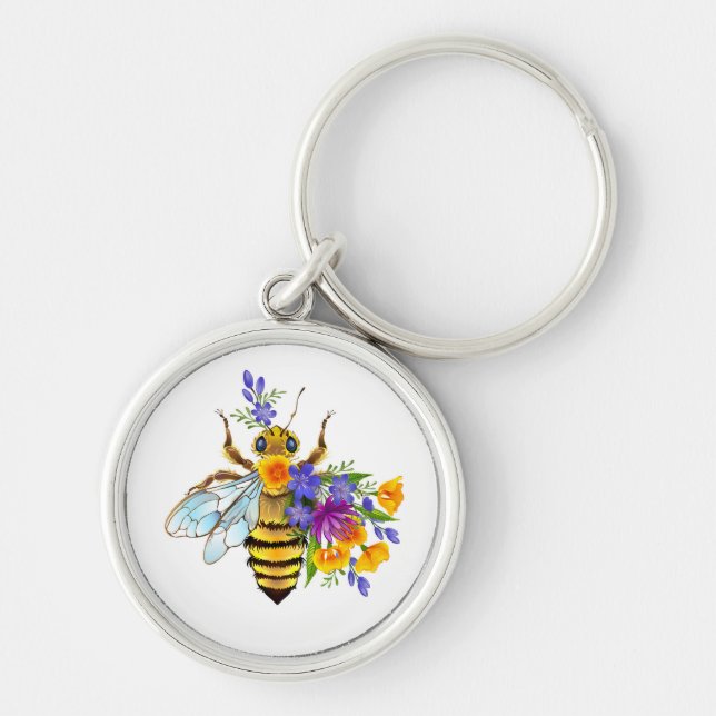 Flower bee with wild plants key ring (Front)