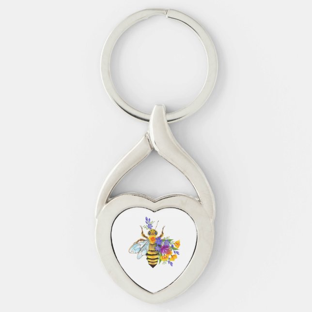 Flower bee with wild plants key ring (Front)