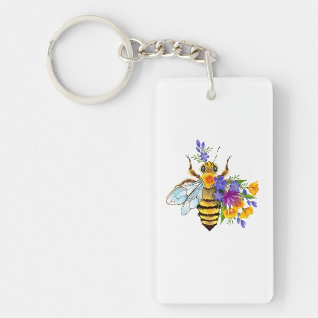 Flower bee with wild plants key ring (Front)
