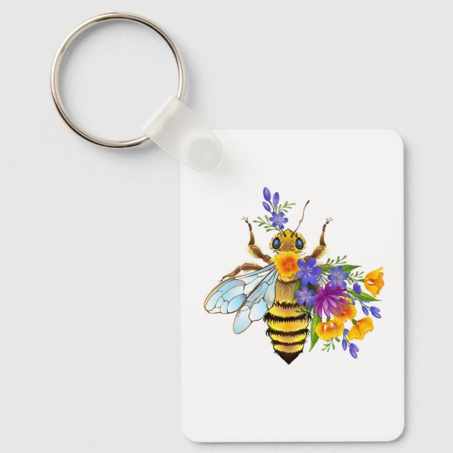 Flower bee with wild plants key ring (Front)
