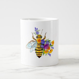Flower bee with wild plants large coffee mug