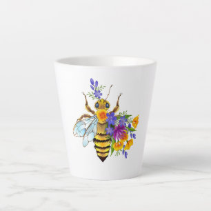 Flower bee with wild plants latte mug