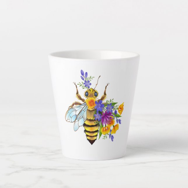Flower bee with wild plants latte mug (Front)