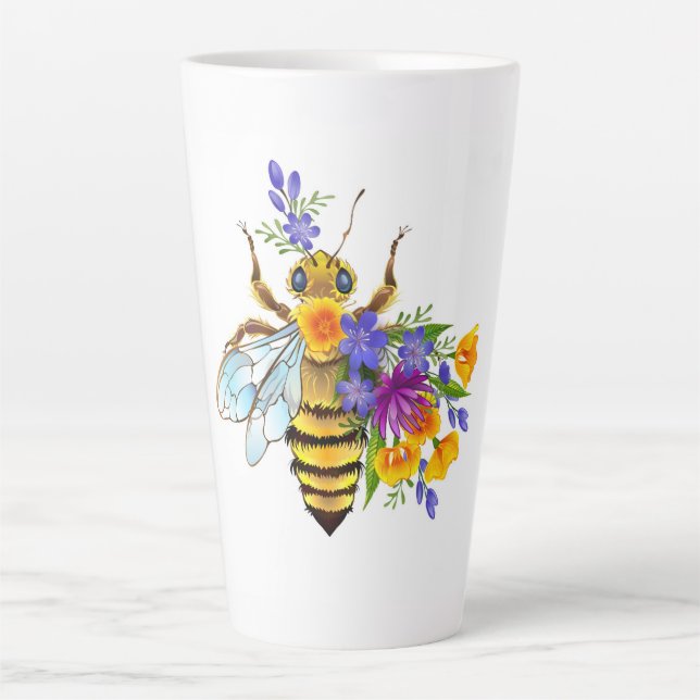Flower bee with wild plants latte mug (Front)