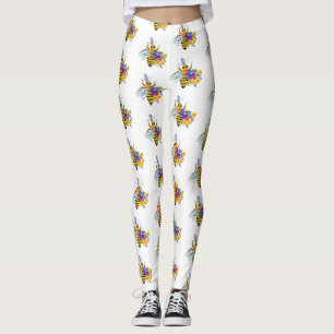 Flower bee with wild plants leggings