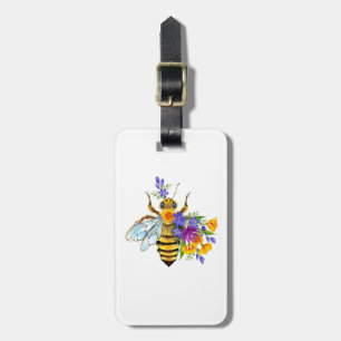 Flower bee with wild plants luggage tag