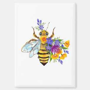 Flower bee with wild plants magnet