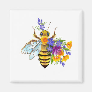 Flower bee with wild plants magnet