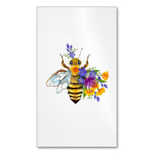Flower bee with wild plants Magnetic business card