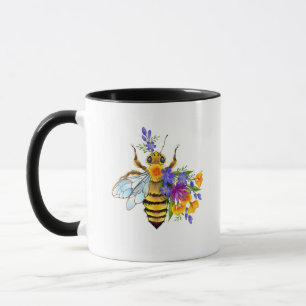 Flower bee with wild plants mug