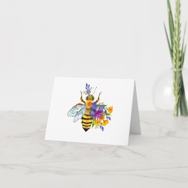 Flower bee with wild plants note card (Front)