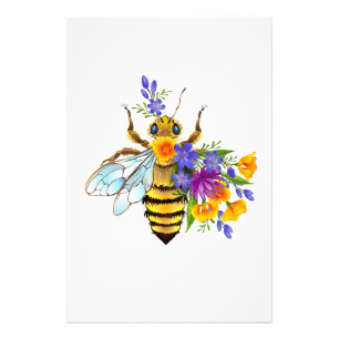 Flower bee with wild plants photo print