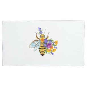 Flower bee with wild plants pillowcase