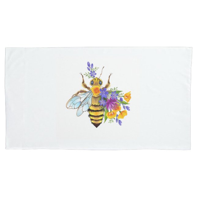 Flower bee with wild plants pillowcase (Front)