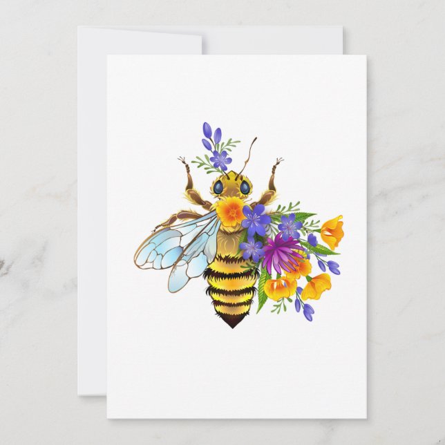 Flower bee with wild plants save the date (Front)
