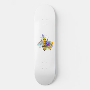Flower bee with wild plants skateboard