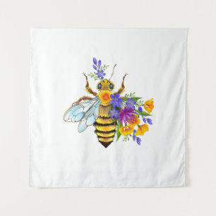 Flower bee with wild plants tapestry