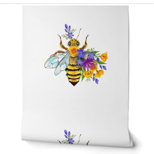 Flower bee with wild plants wallpaper