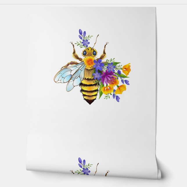 Flower bee with wild plants wallpaper (Unrolling)