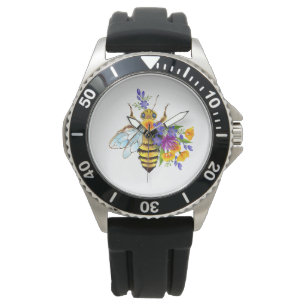 Flower bee with wild plants watch