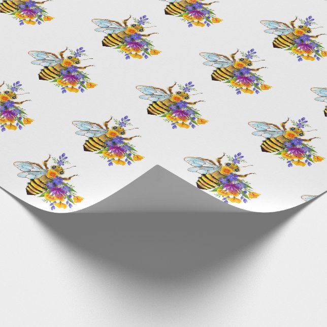 Flower bee with wild plants wrapping paper (Corner)