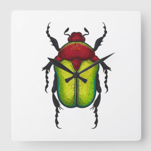Flower beetle square wall clock