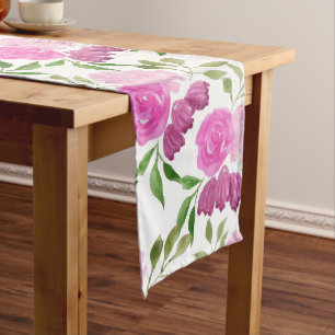 Flower Bells Watercolor Pattern Long Table Runner