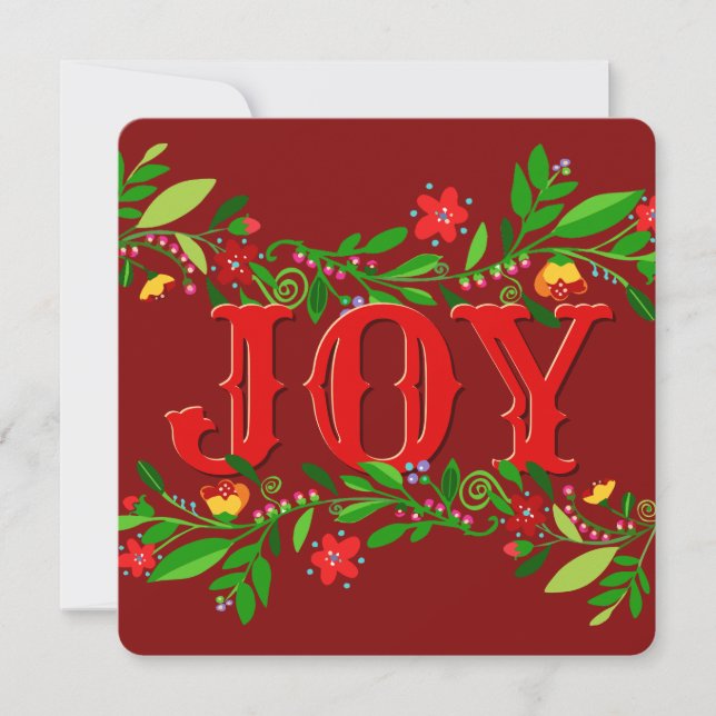 Flower Berry Joy Flat Holiday Card (Front)