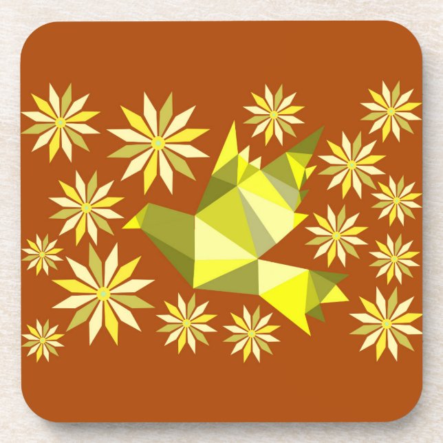 FLOWER BIRD  BEVERAGE COASTER (Front)