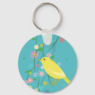 flower bird(blue) key ring